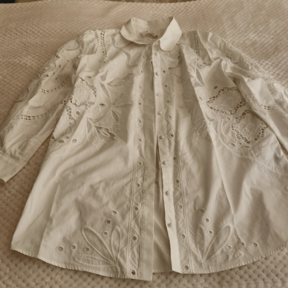 NWT ba&sh White Collar Long Sleeve Button Down Shirt